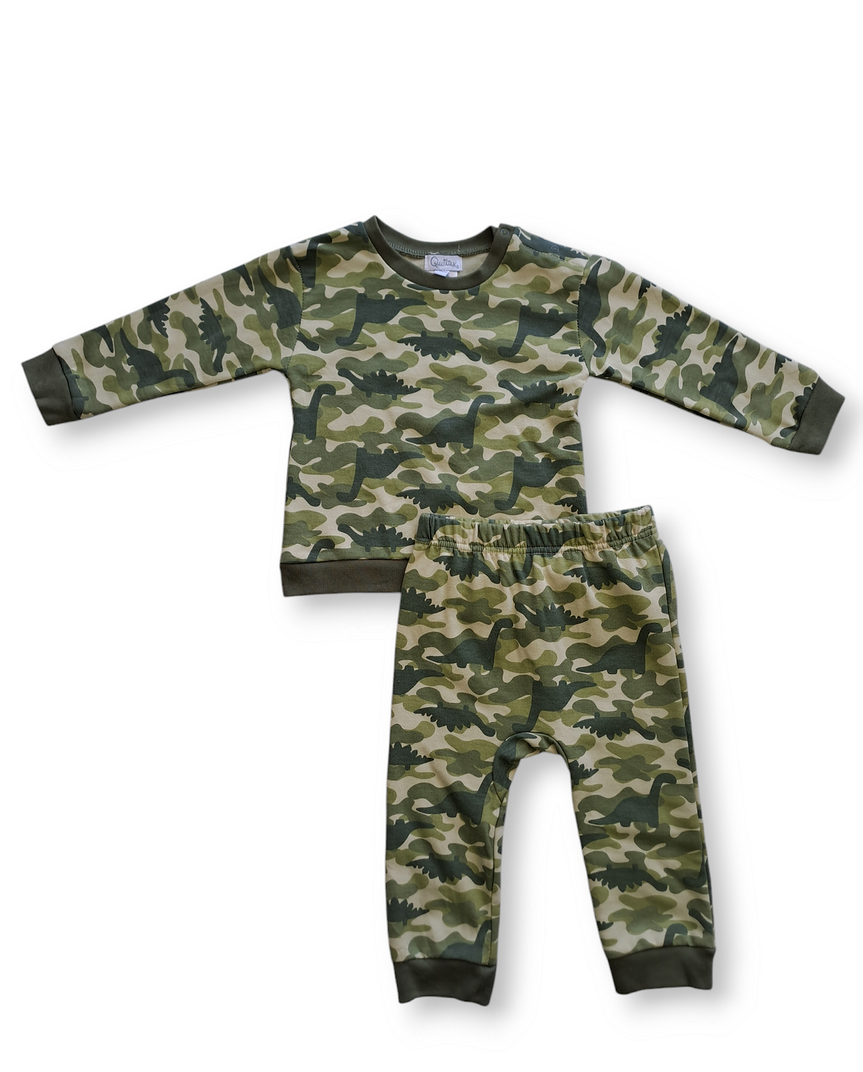 Quiltex conjunto jogger y abrigo camuflaje dinosaurio - Talla 24 meses