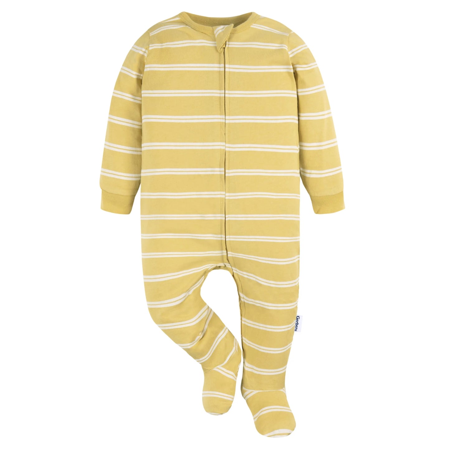 Gerber set 2 pijamas zipper pie cerrado amarillo gris - Talla Recién nacido