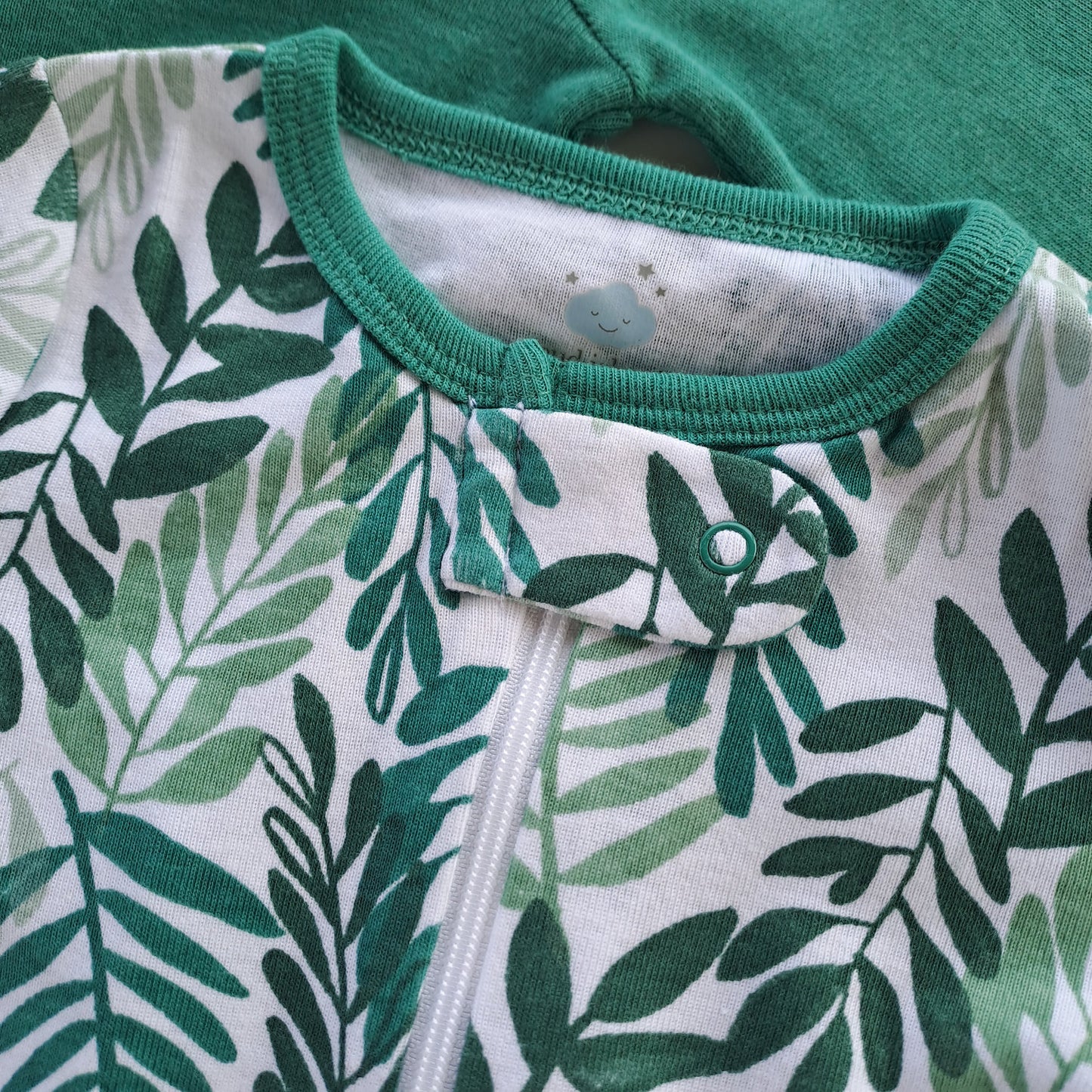Cloud Island set 3 pijamas pie cerrado verde hojas - Talla 3a6 meses