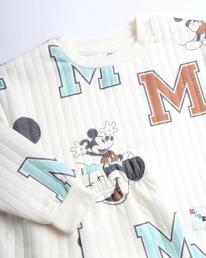 Mickey conjunto abrigo y jogger blanco letra M - Talla 4T