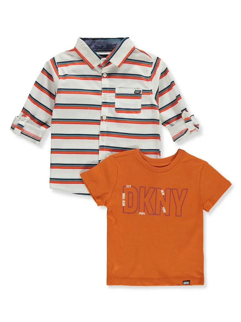 DKNY conjunto 3 piezas pantalon, camiseta y camisa - Talla 12 meses