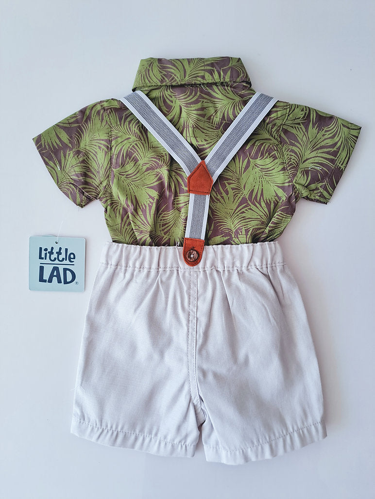 Little Lad conjunto short bodysuit tirantes corbatin - Talla 0a3m