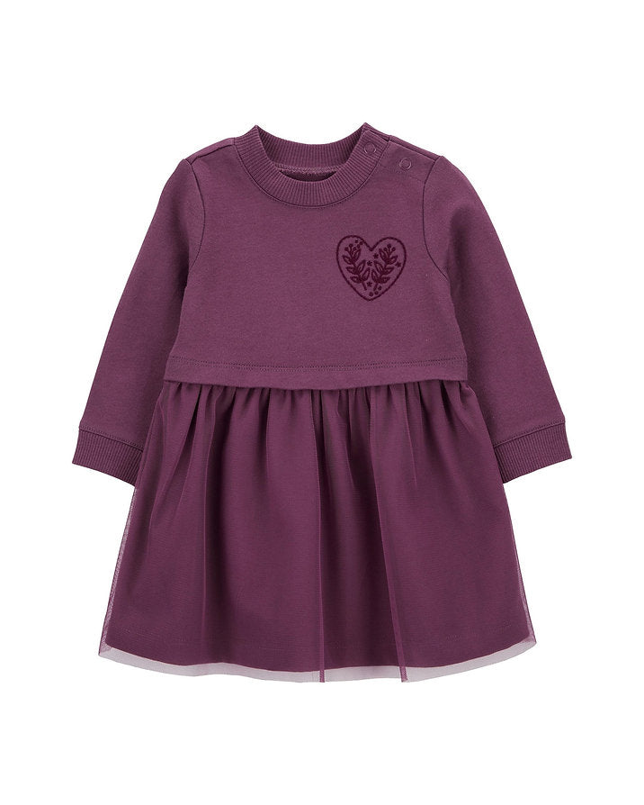 Carters Vestido morado corazon con calzón - Talla 3m