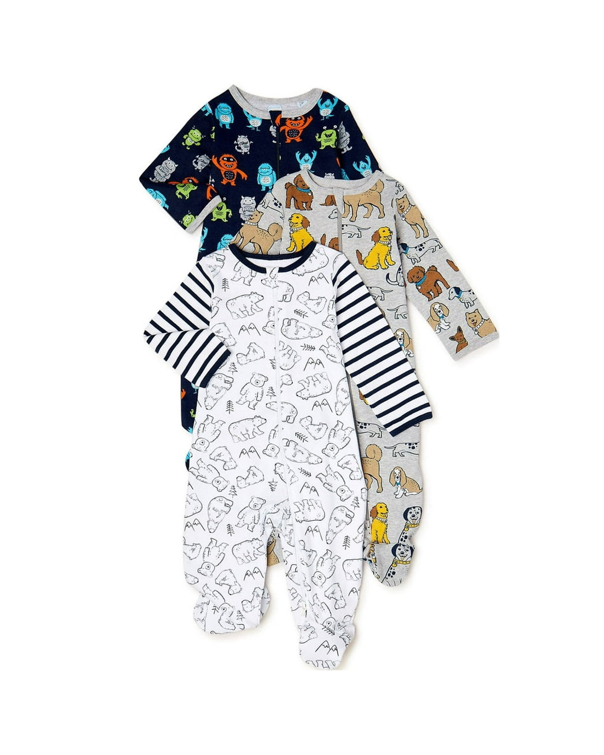 Wonder Nation set 3 pijamas pie cerrado zipper - Talla 3a6 meses