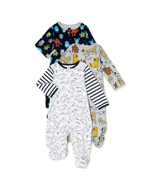 Wonder Nation set 3 pijamas pie cerrado zipper - Talla 3a6 meses