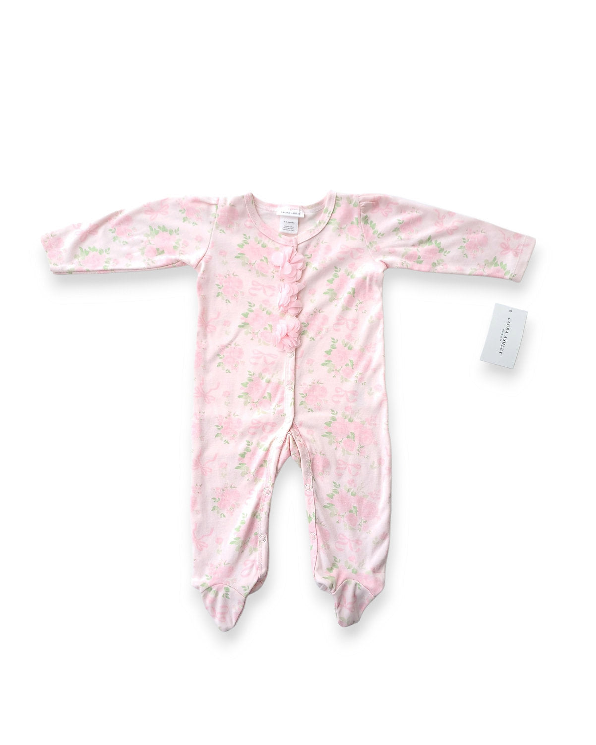 Laura Ashley pijama pie cerrado botones rosa floreada - Talla 0a3m