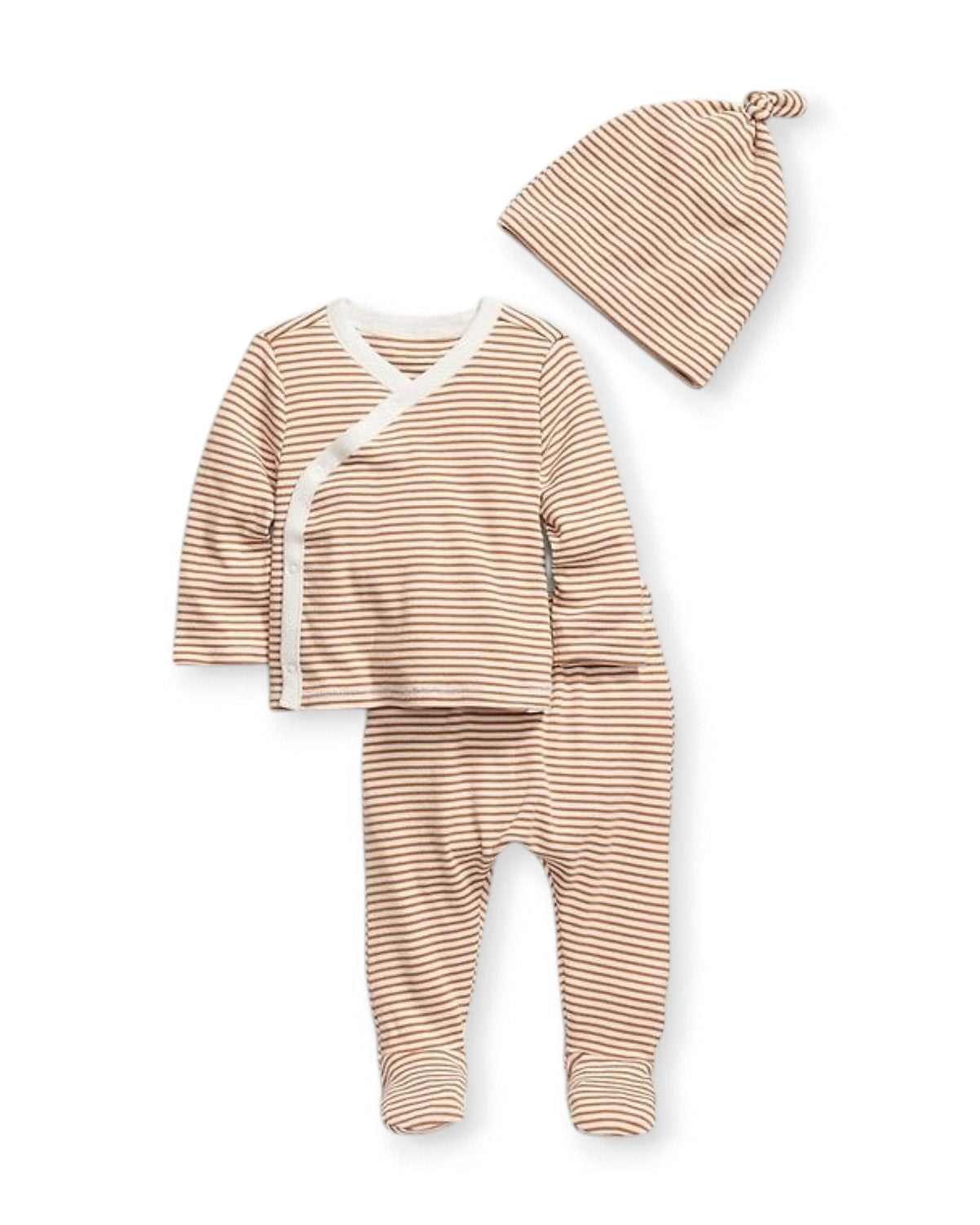 Old Navy set 3 piezas Kimono pantalón y gorro rayas unisex - Talla 3a6 meses
