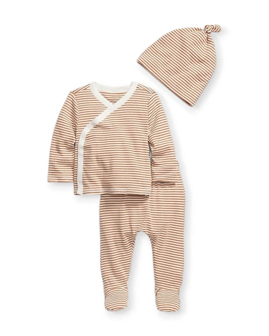 Old Navy set 3 piezas Kimono pantalón y gorro rayas unisex - Talla 3a6 meses