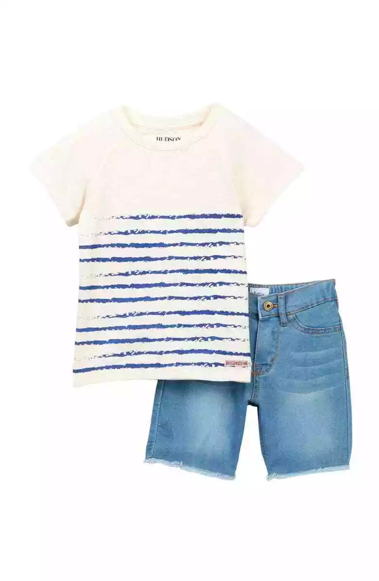 Hudson conjunto camiseta y short mezclilla - Talla 4T
