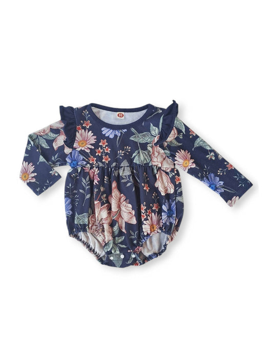 Mameluco manga larga floreado - Talla 12a18 meses