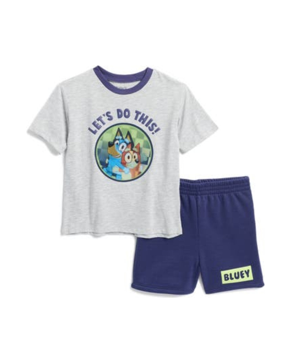 Bluey conjunto 2 piezas short azul y camiseta gris - Talla 3T 4T
