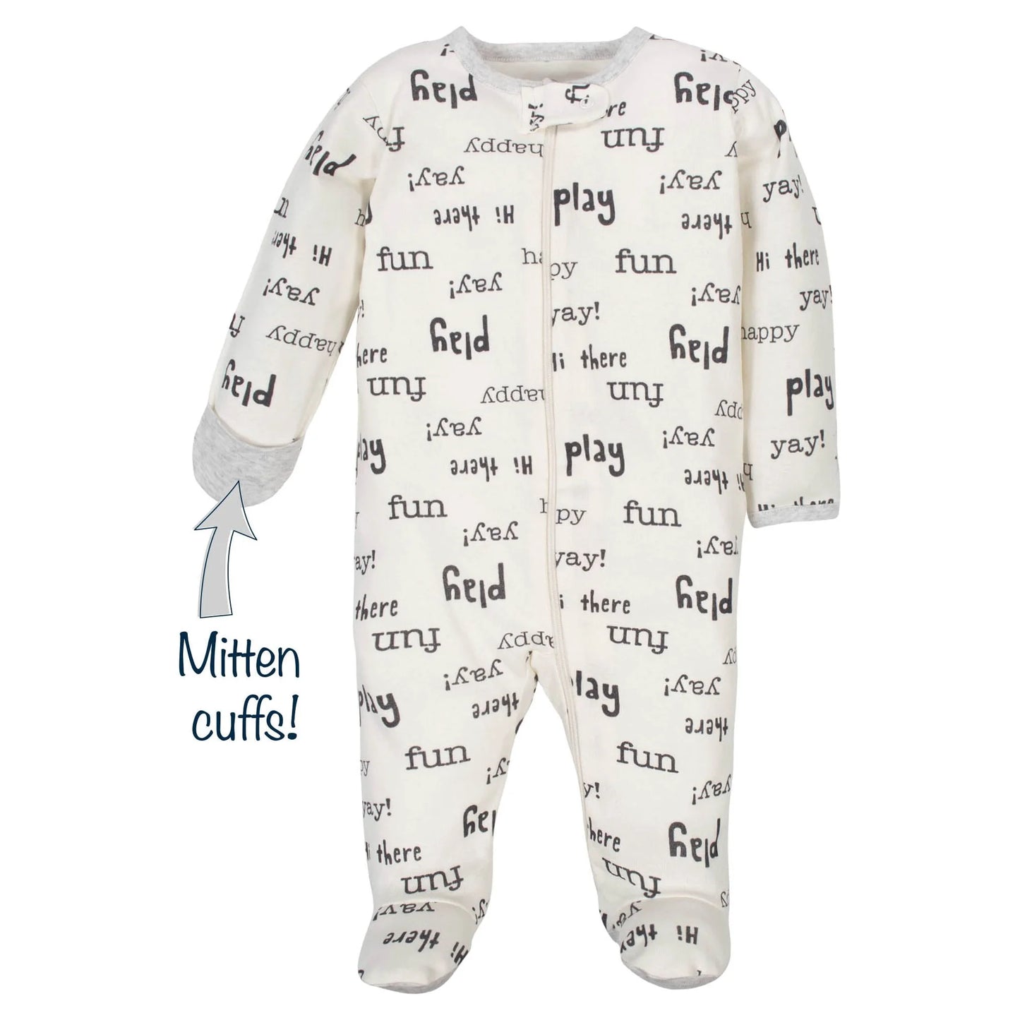 Wonder Nation set 2 pijamas pie cerrado zipper happy unisex - Talla 0a3 meses