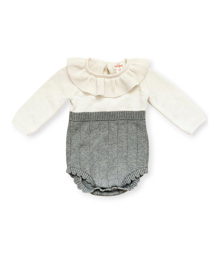 Cat & Jack mameluco manga larga gris blanco - 12 meses