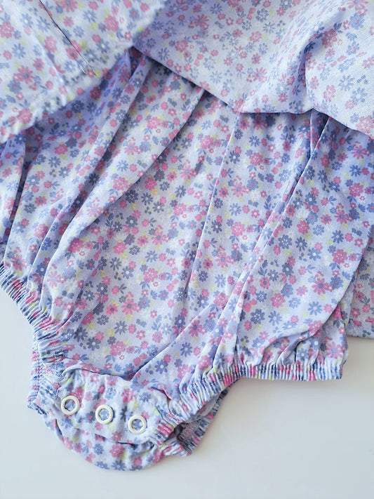Infanti vestido/bodysuit lila flores - Talla 3a6m
