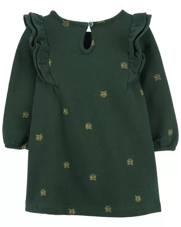 Carters Vestido verde mariposas con calzón - Talla 18 meses