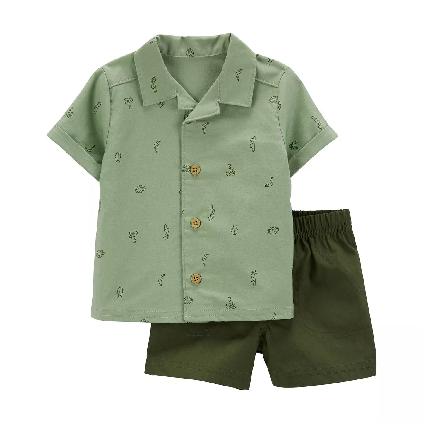 Carter's Set 3 piezas bermuda, camisa y mameluco - Talla 12m