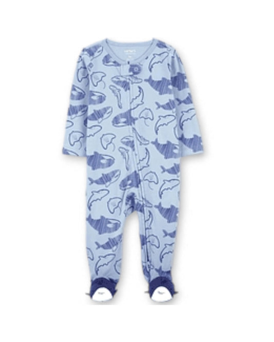 Carter's pijama pie cerrado doble zipper ballenas - Talla 6 meses