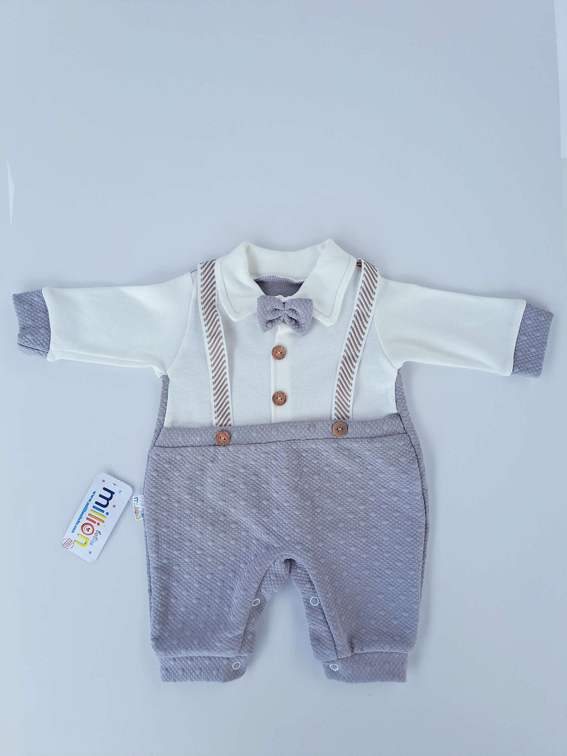 Million Babies enterizo tirantes corbatín - Talla 3 meses