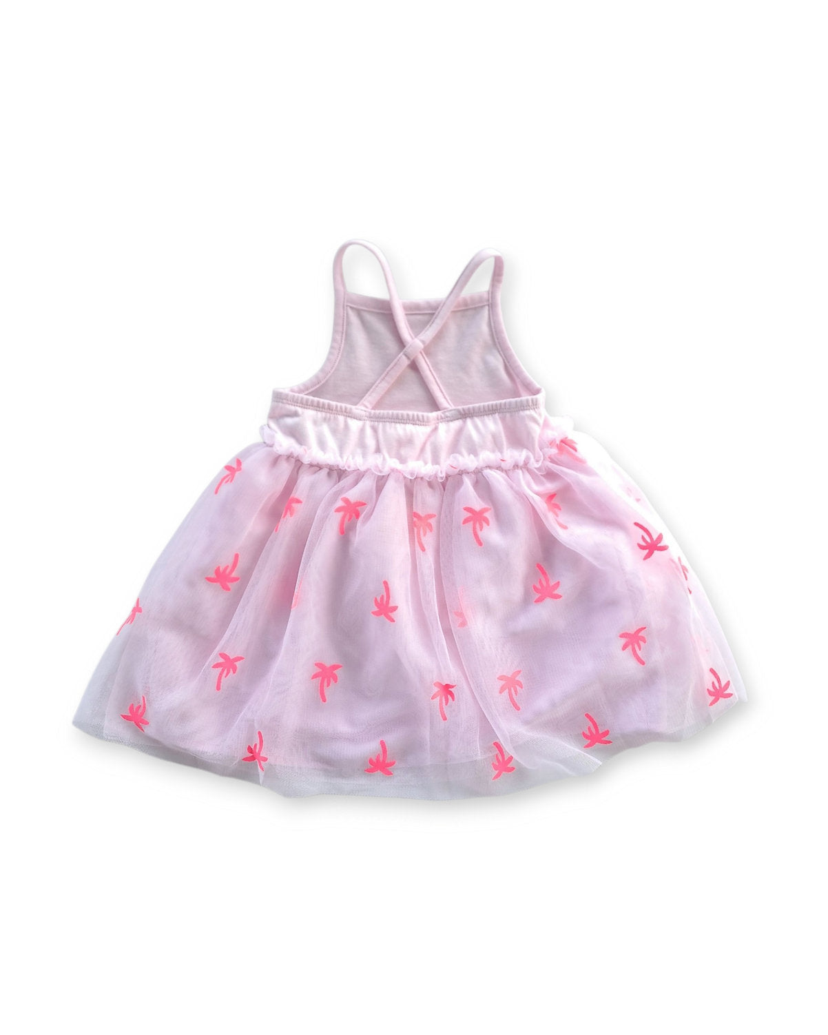 Cat & Jack vestido rosa tul palmeras con calzón - Talla 12m 18m