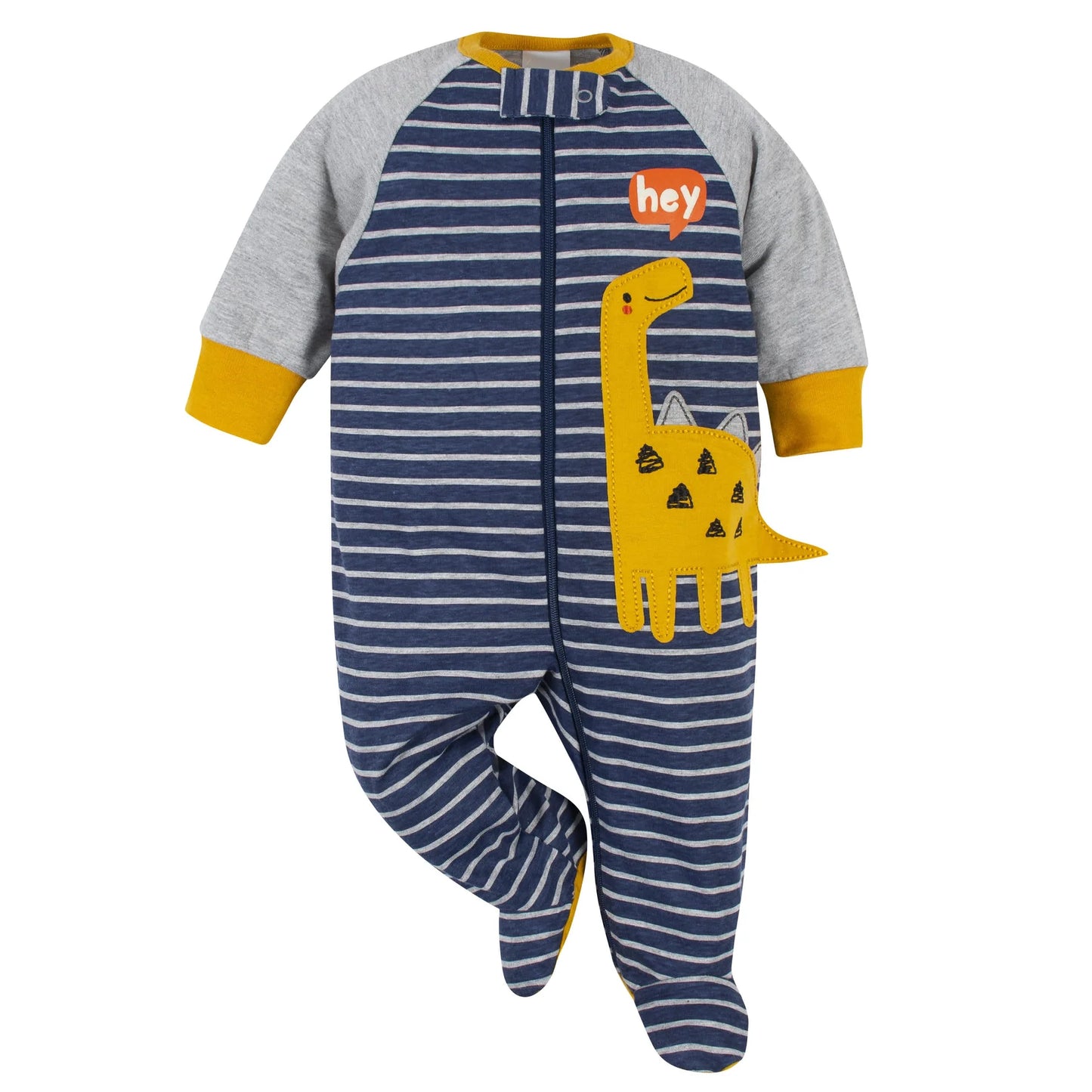 Gerber set 3 pijamas pie cerrado zipper Dino - Talla 0a3 meses