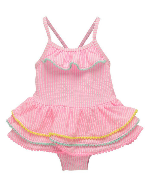 Wetsuit traje de baño niña rosa rayas - Talla 2T