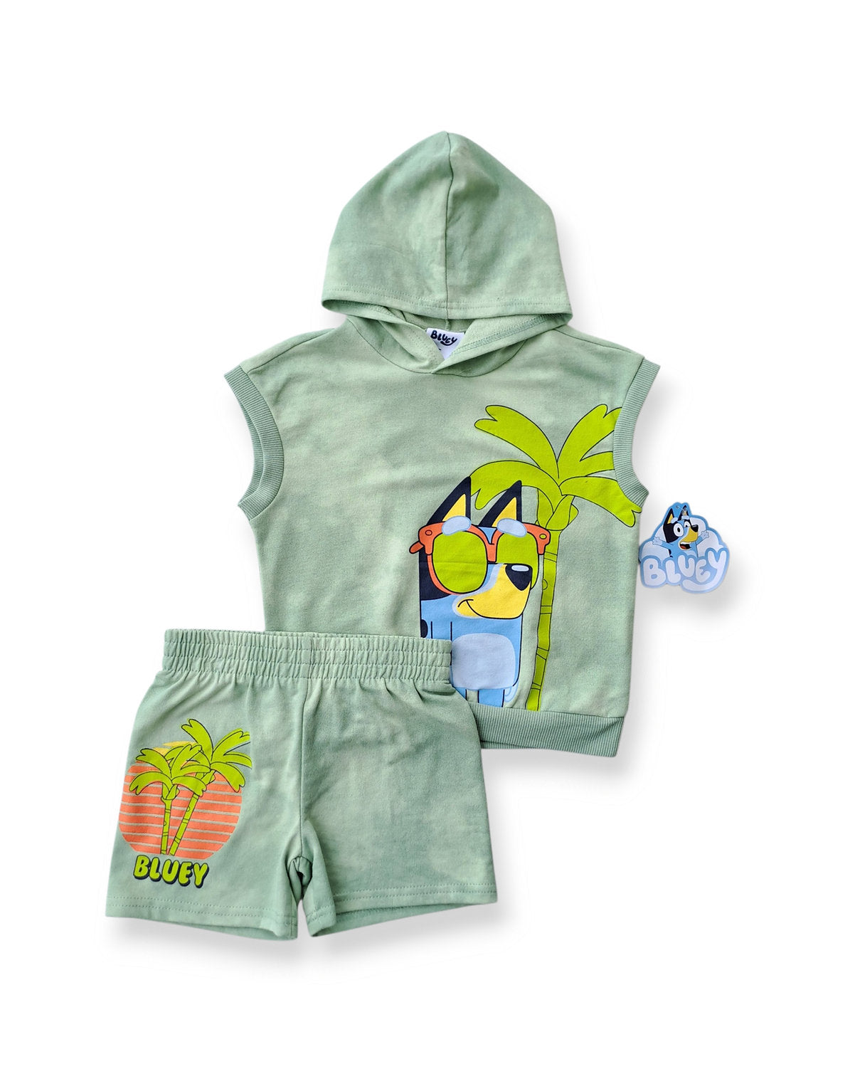 Bluey conjunto 2 piezas short y hoodie verde - Talla 3T
