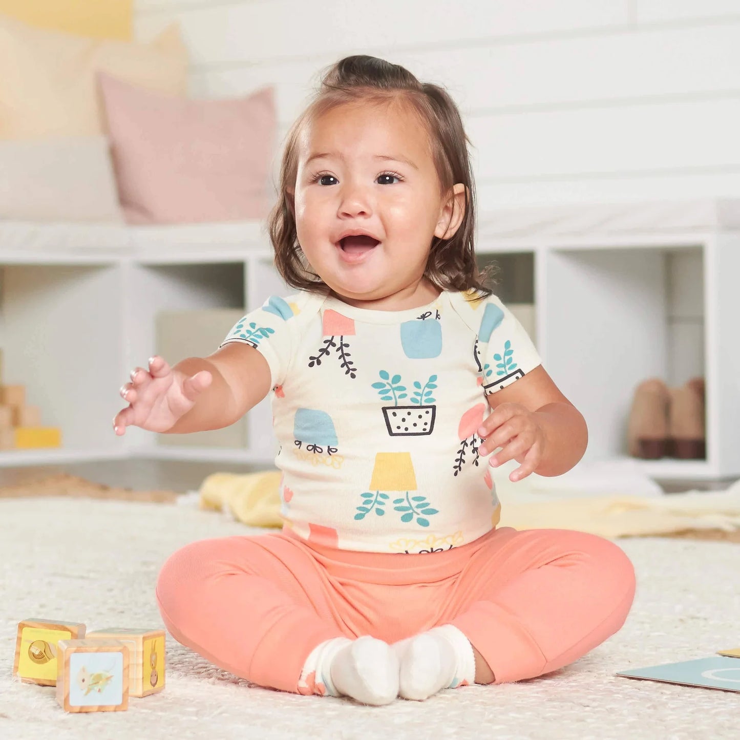 Gerber set 5 mamelucos manga corta flores - Talla 12m