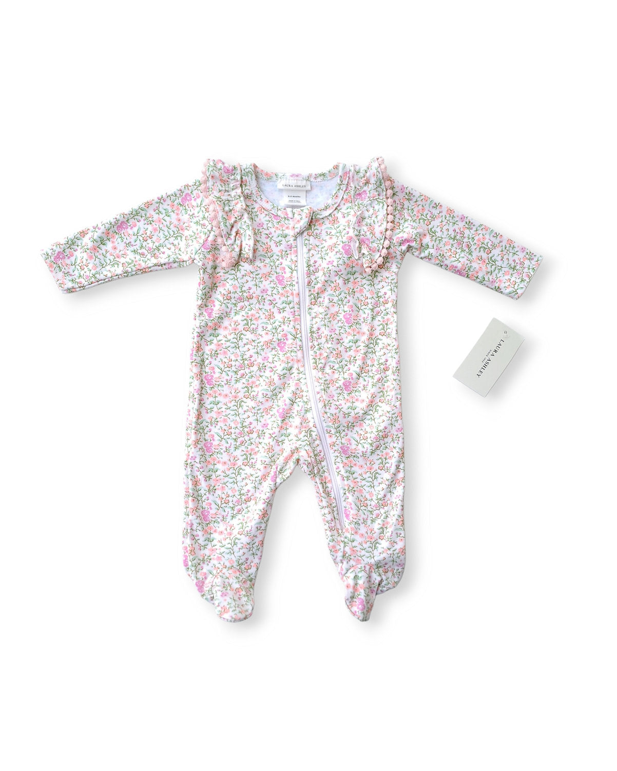 Laura Ashley pijama pie cerrado zipper  floreada - Talla 0a3m