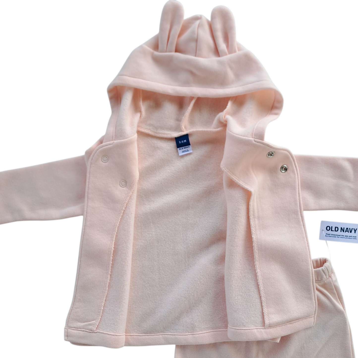 Old Navy conjunto rosa kimono con capucha orejas - Talla 3a6 meses