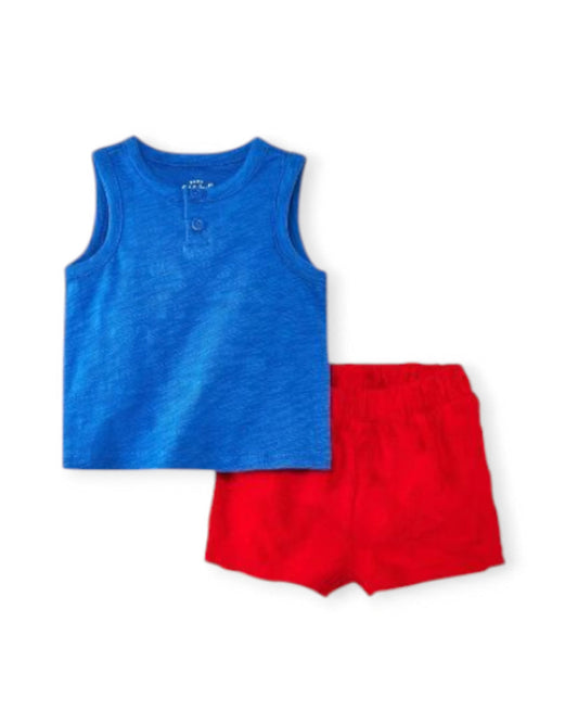 Cat & Jack conjunto 2 piezas short rojo camiseta azul - Talla 12 meses