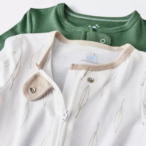 Cloud Island set 2 pijamas pie cerrado doble zipper tela  modal - Talla 0a3m