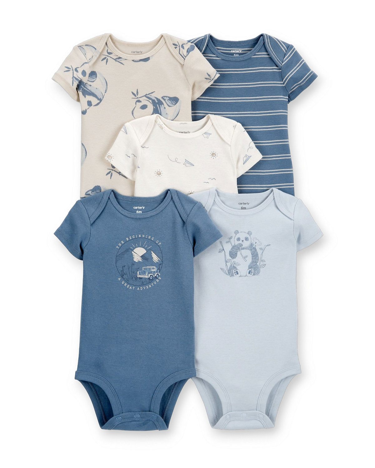 Carter's Set 5 mamelucos panda avión unisex - Talla 18m 24m