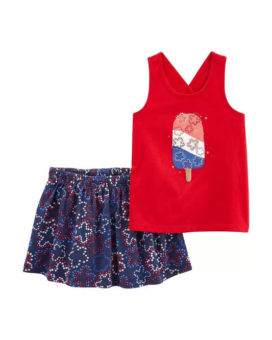 Carters conjunto 2 piezas falda/short y camiseta sin mangas - Talla 12m 18m