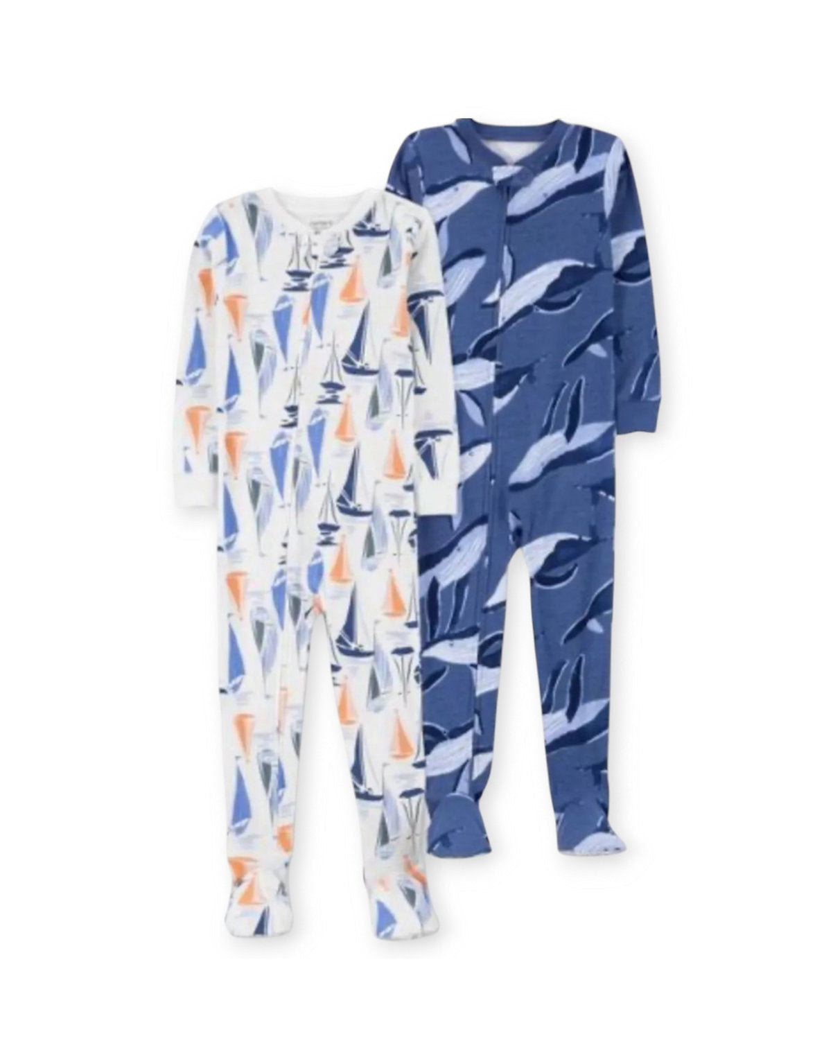 Carter's Set 2 pijamas pie cerrado zipper veleros ballena - Talla 5T