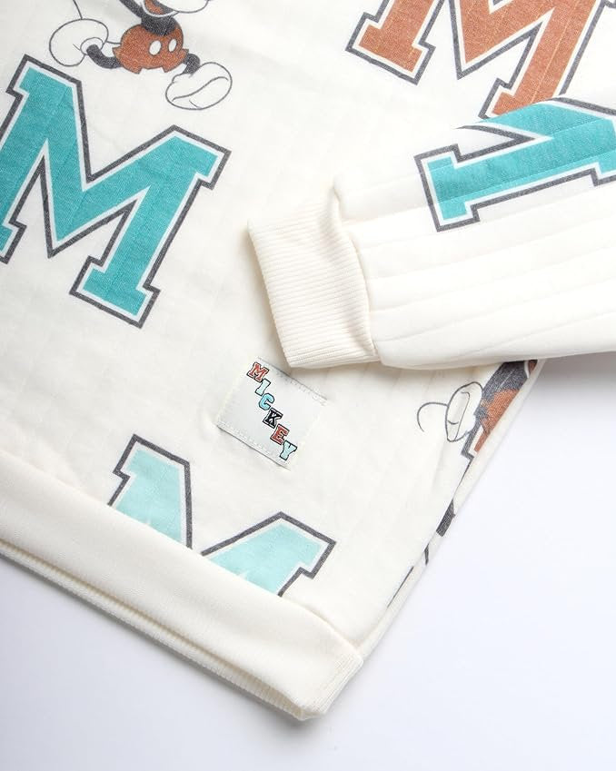 Mickey conjunto abrigo y jogger blanco letra M - Talla 4T
