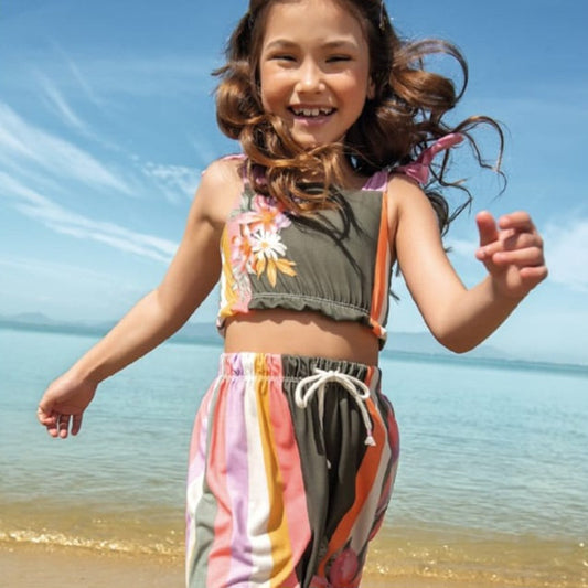 Infanti conjunto falda larga y top color floral - Talla 4T