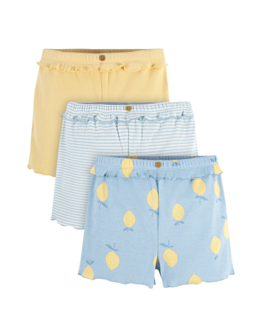Gerber set 3 shorts celeste amarillo - Talla 2T