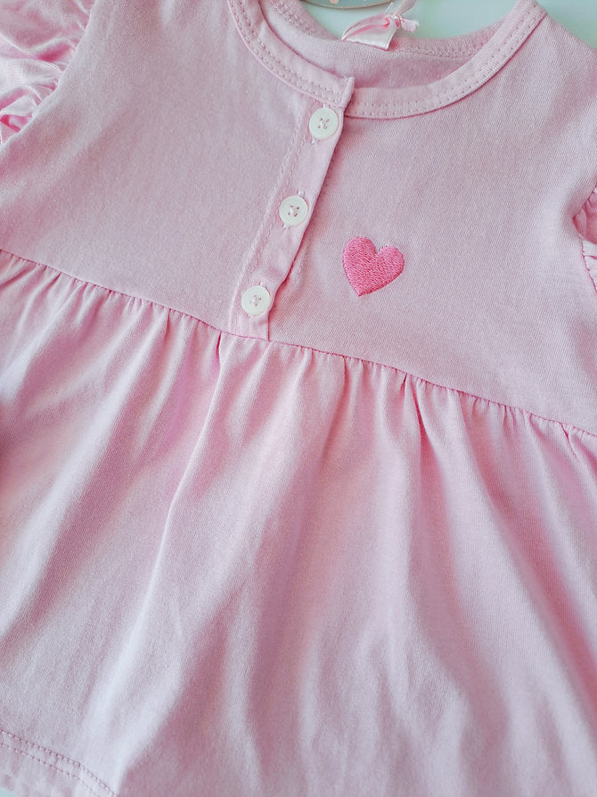 Infanti conjunto legging rosa y blusa corazon - Talla 6a9m