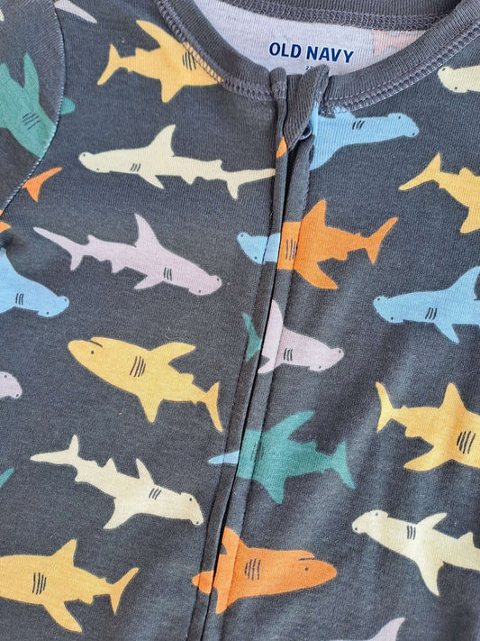 Old Navy pijama tiburón unisex pie abierto zipper - Talla 2T