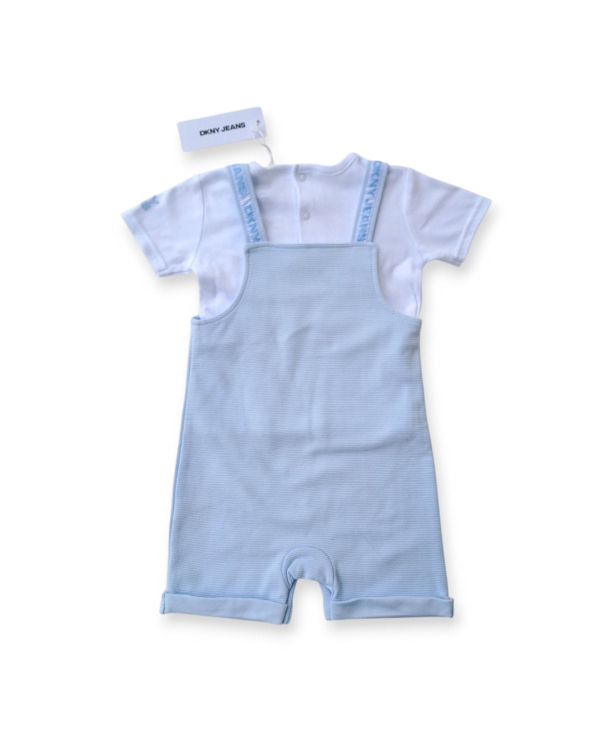 DKNY overall celeste y camiseta blanca - Talla 12a18 meses