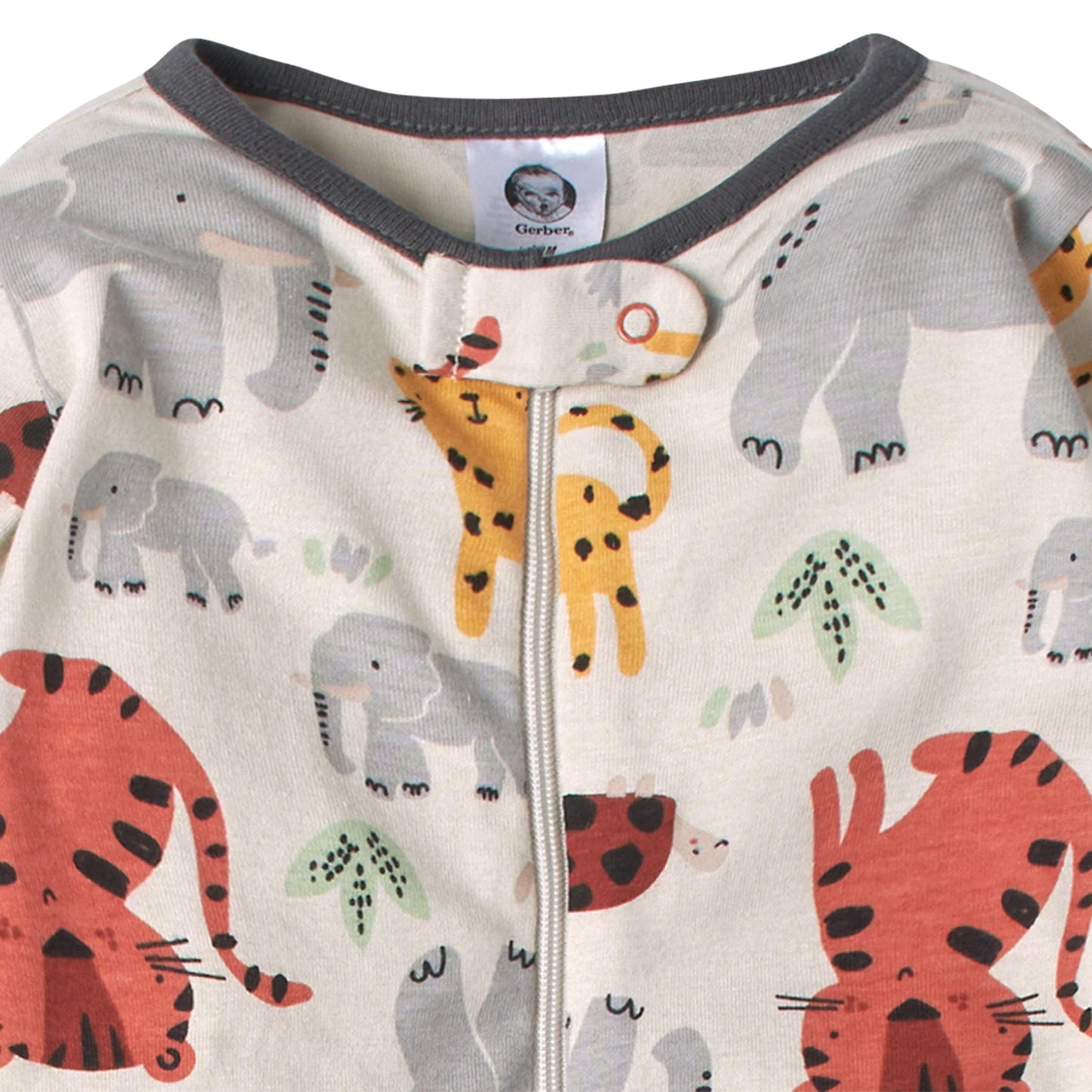 Gerber set 3 pijamas pie cerrado zipper safari - Talla 0a3 meses