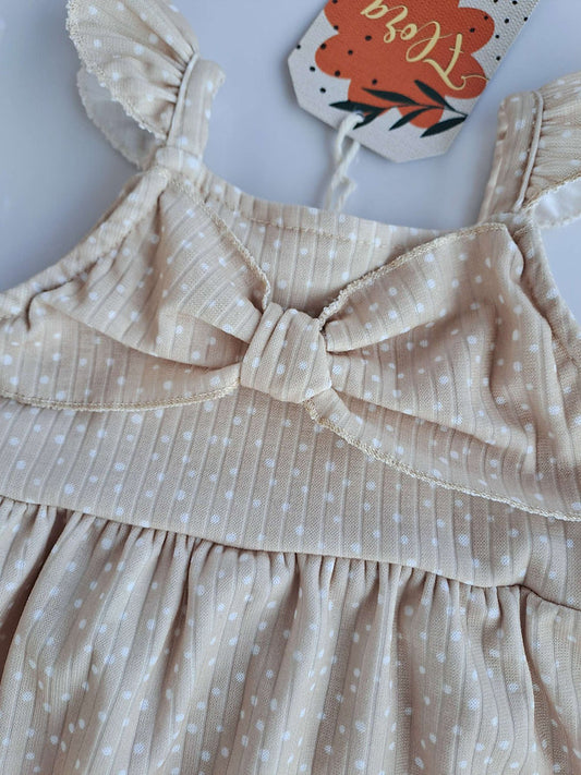 Infanti vestido beige puntos con calzon - Talla 6a9m 9a12m