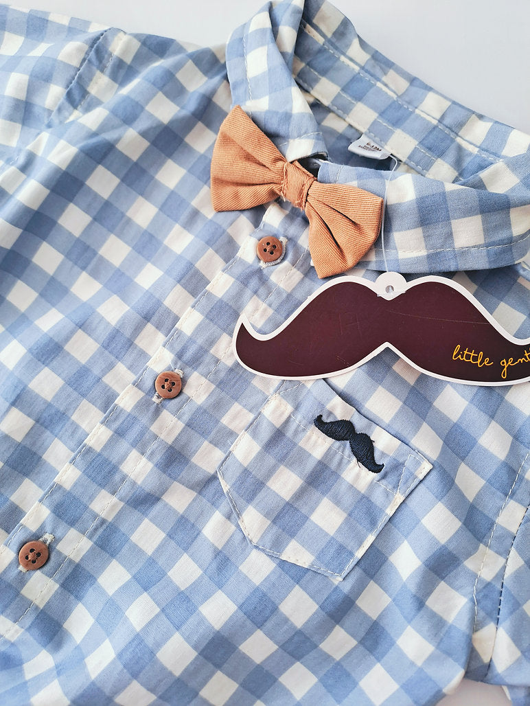 Little Gent conjunto pantalon camisa tirantes corbatin - Talla 6a12m 18a24m