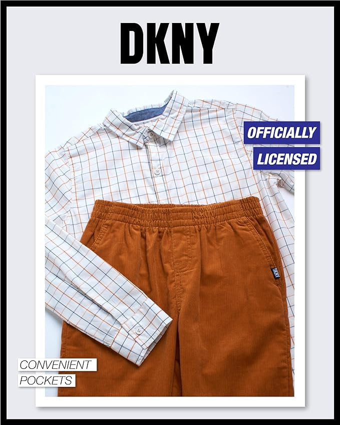 DKNY conjunto pantalon marron camisa manga larga - Talla 24 meses