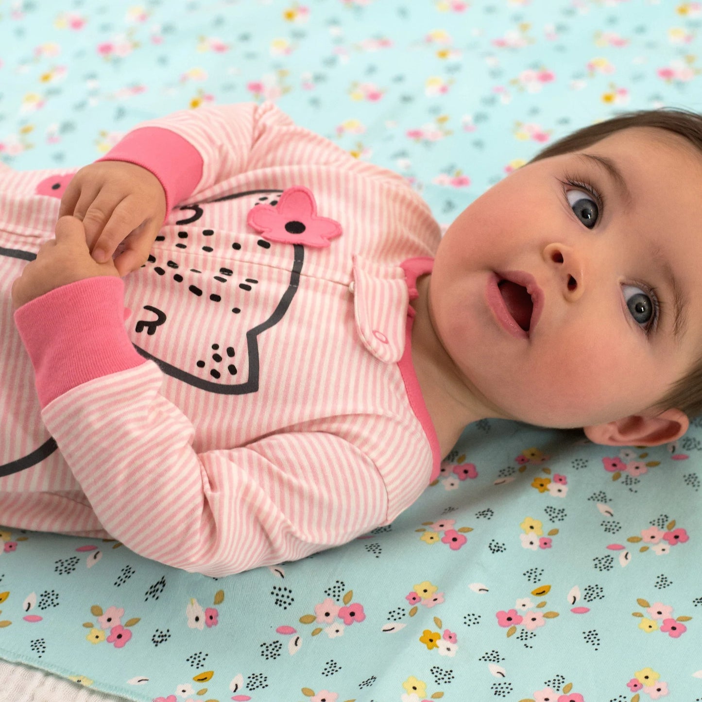 Gerber set 2 pijama pie cerrado zipper rosa zorrito - Talla 0a3m