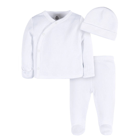 Gerber salida de hospital blanca 3 piezas unisex - Talla Recién nacido