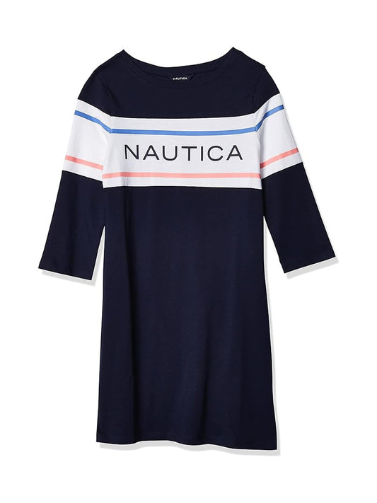 Nautica vestido azul manga larga - Talla 4T