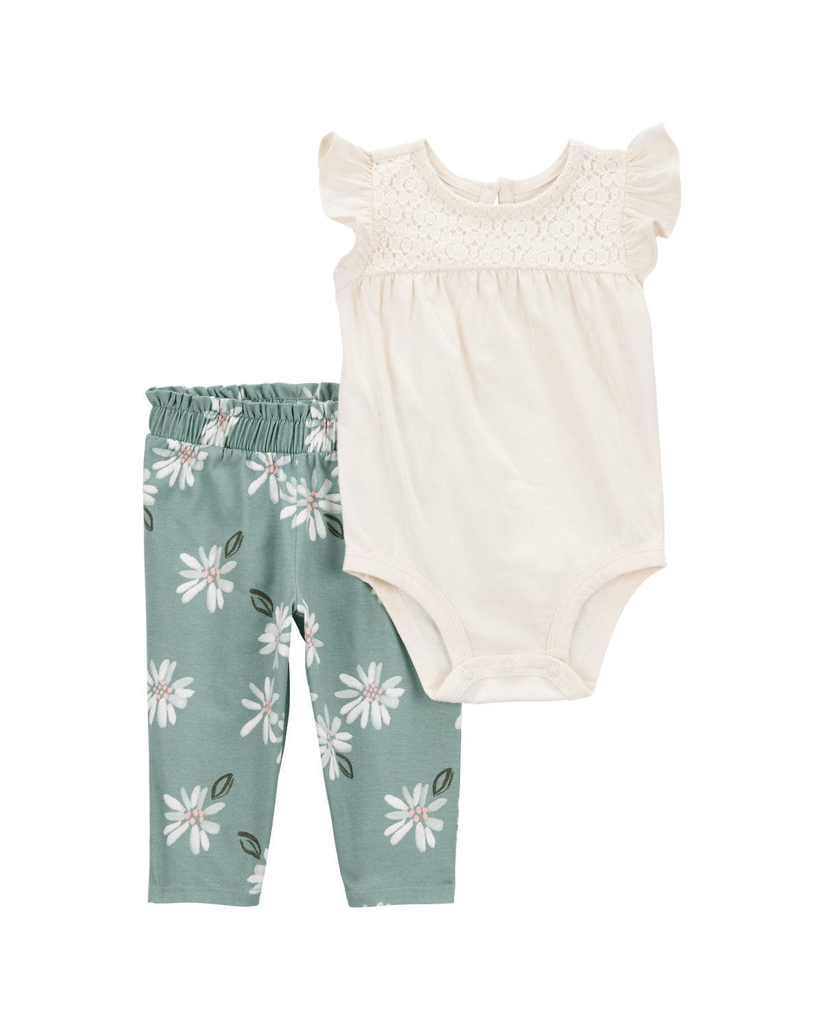 Carter's conjunto 2 piezas pantalon floreado y mameluco - Talla 18 meses