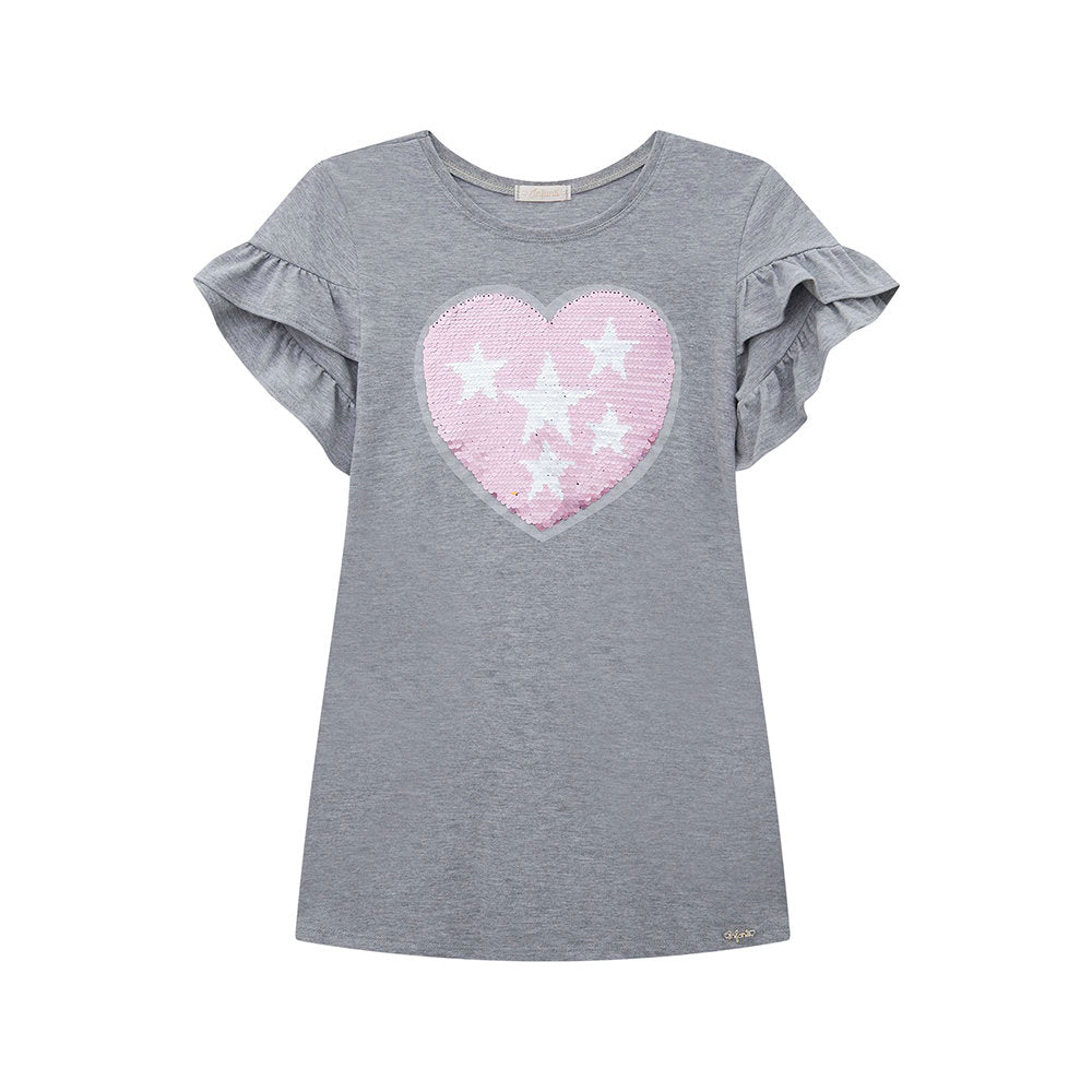Infanti vestido gris corazón rosa - Talla 4