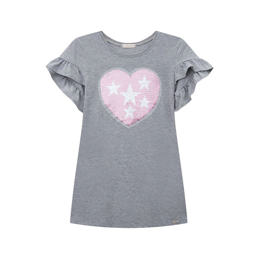 Infanti vestido gris corazón rosa - Talla 4